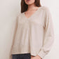 Z Supply Wilder Cloud V-Neck L/S Top-Light Oatmeal