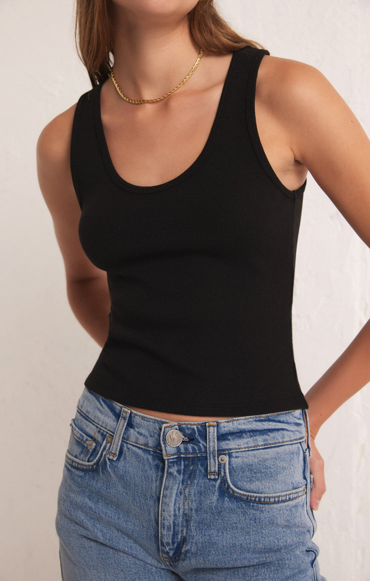 Z Supply Easy Rib Top-Black