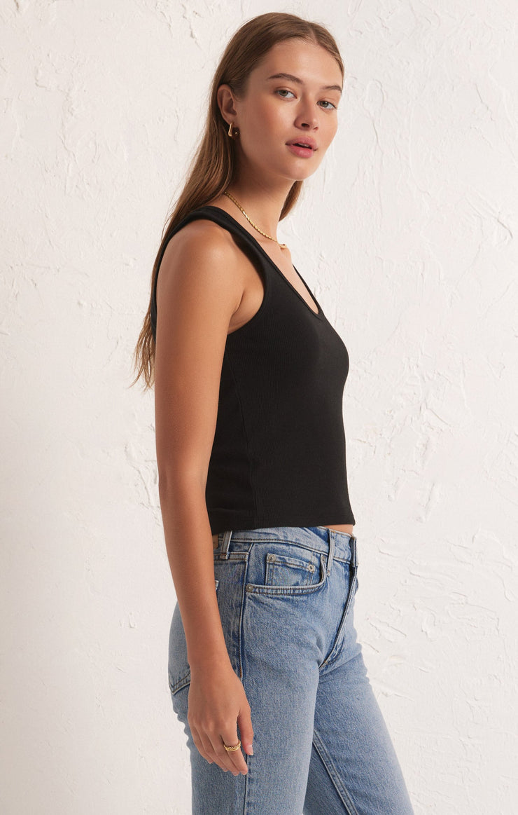 Z Supply Easy Rib Top-Black