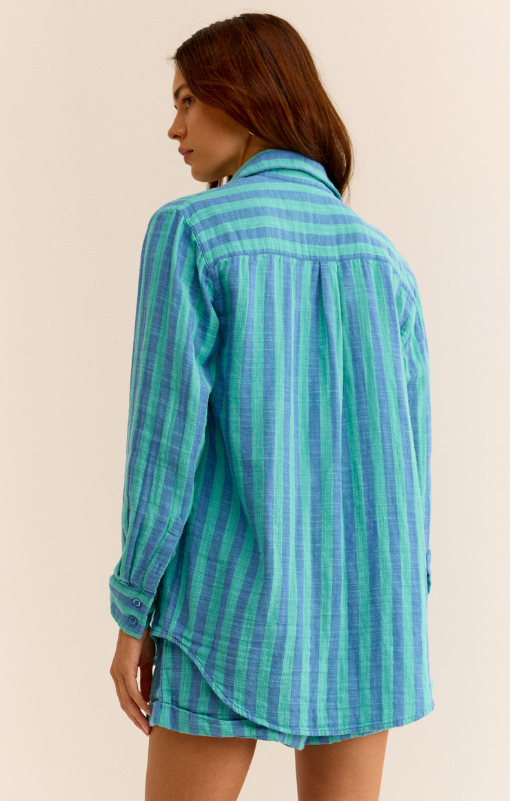 Z Supply Saturdays Stripe Shirt-Baja Blue