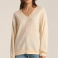 Z Supply Off the Clock Cozy V-Neck Sweatshirt- Sea Salt