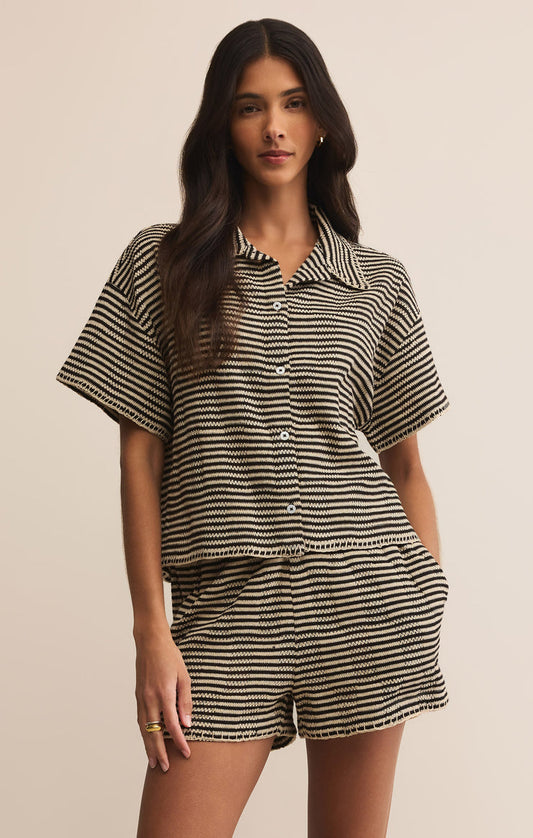 Z Supply Monaco Crochet Button Up - Black