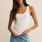 Z Supply Jaidynn Whipstitch Rib Tank - White