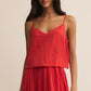 Z Supply Fiore Satin Crop Tank - Cabana Red