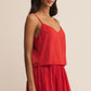 Z Supply Fiore Satin Crop Tank - Cabana Red