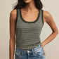Z Supply Elin Stripe Rib Tank-Dark Agave
