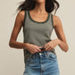 Z Supply Elin Stripe Rib Tank-Dark Agave