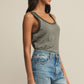 Z Supply Elin Stripe Rib Tank-Dark Agave
