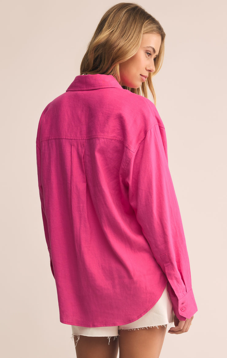 Z Supply Alfie Linen Button Up - Island Pink