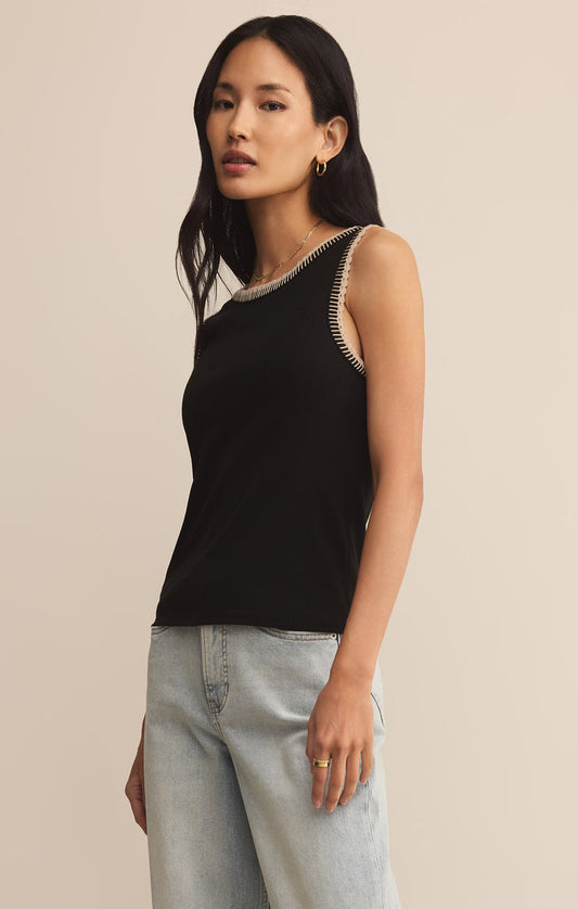 Z Supply Social Whipstitch Tank -Black
