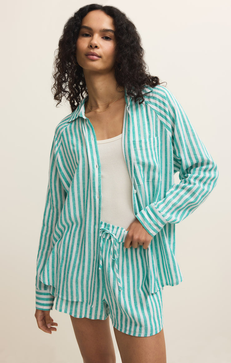 Z Supply Perfect Linen Striped Top-La Palma