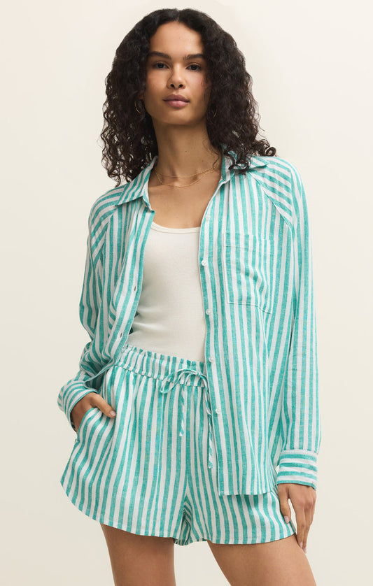Z Supply Perfect Linen Striped Top-La Palma