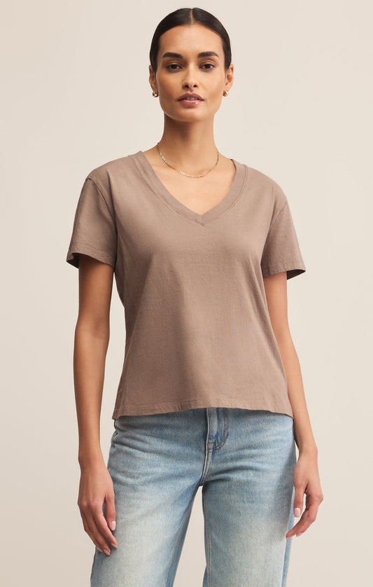 Z Supply Weekdays V-Neck Tee-Smokey