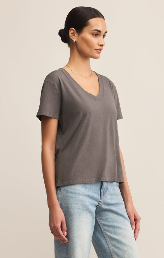 Z Supply Weekdays V-Neck Tee-Washed Grey