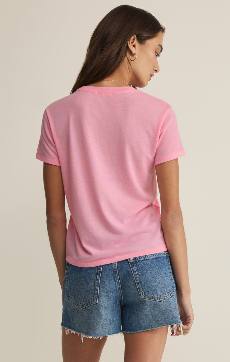 Z Supply Tourist Knit Jersey Tee - Pink Sunrise