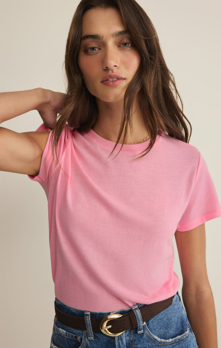 Z Supply Tourist Knit Jersey Tee - Pink Sunrise