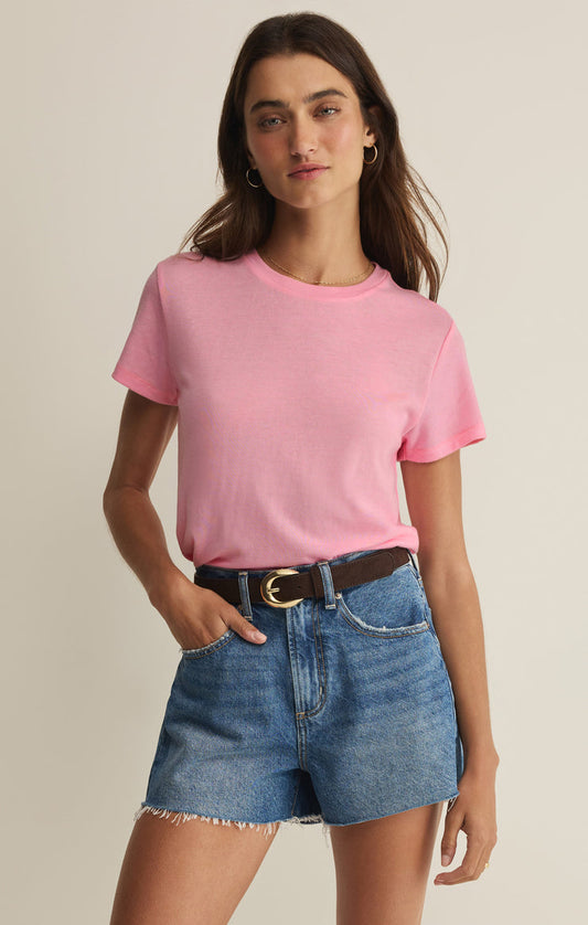 Z Supply Tourist Knit Jersey Tee - Pink Sunrise