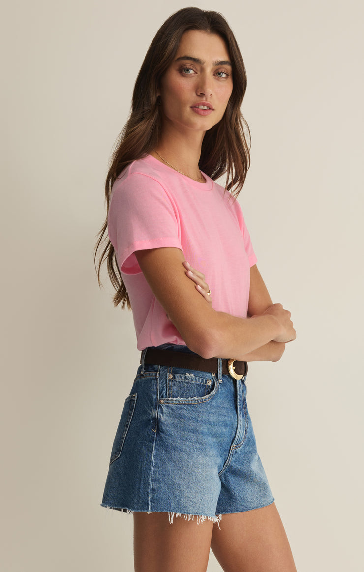 Z Supply Tourist Knit Jersey Tee - Pink Sunrise