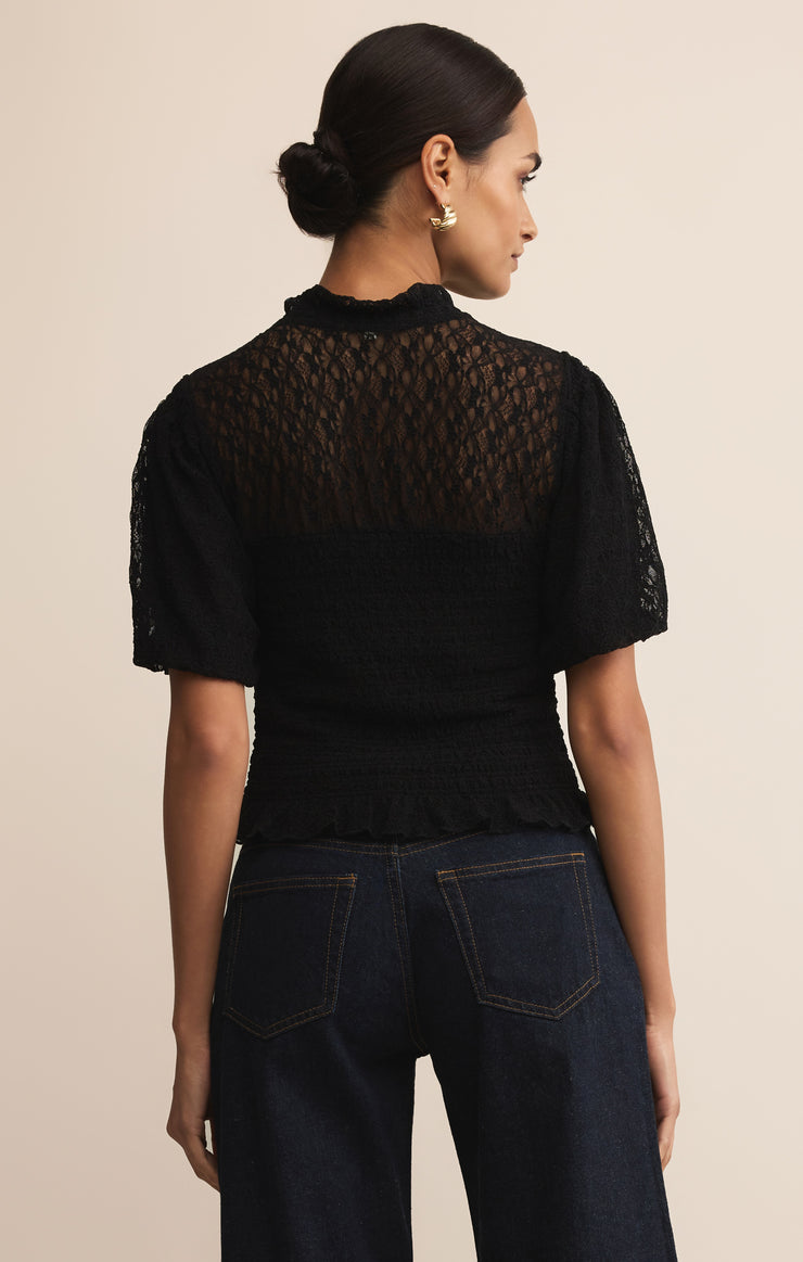 Z Supply Glimpse Lace Top-Black