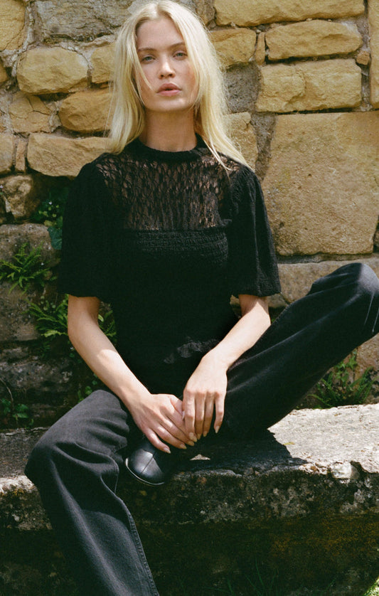 Z Supply Glimpse Lace Top-Black