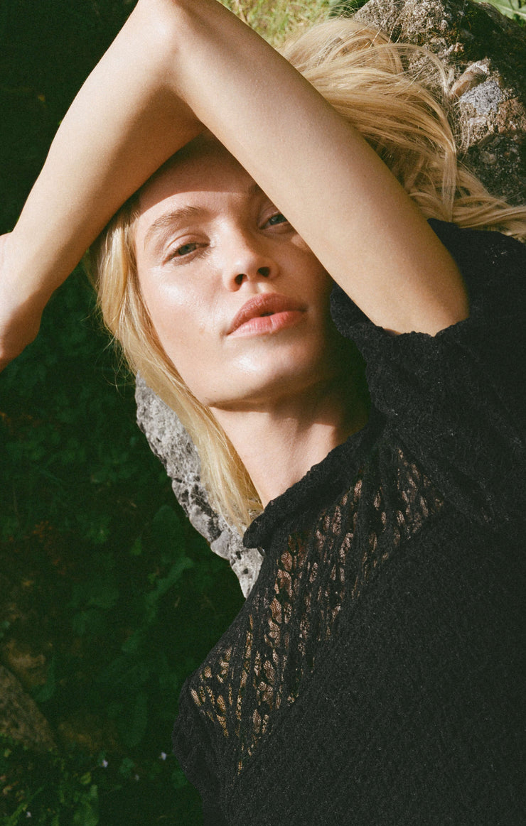 Z Supply Glimpse Lace Top-Black