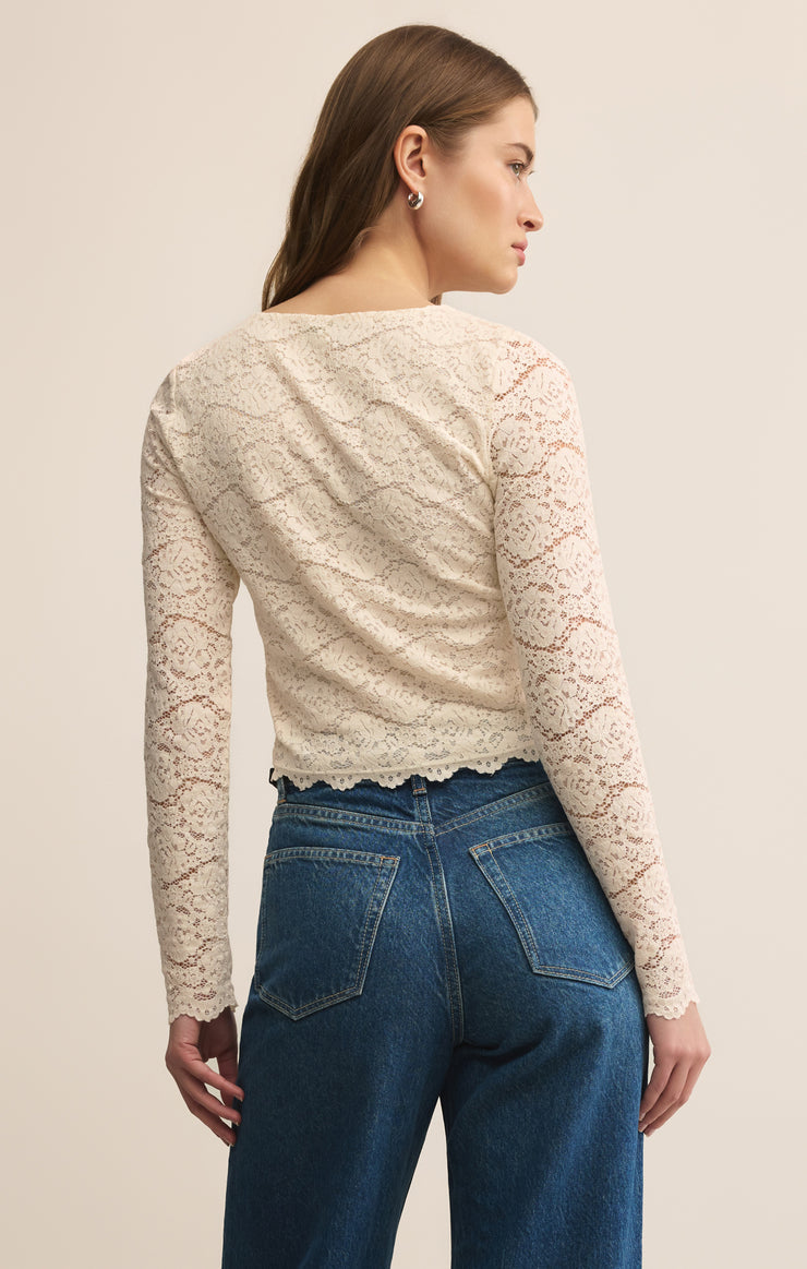 Z Supply Aurora Lace Top-Cloud