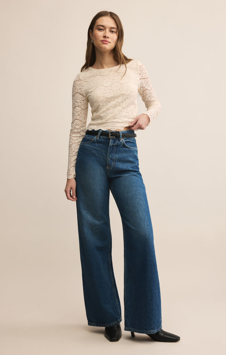 Z Supply Aurora Lace Top-Cloud