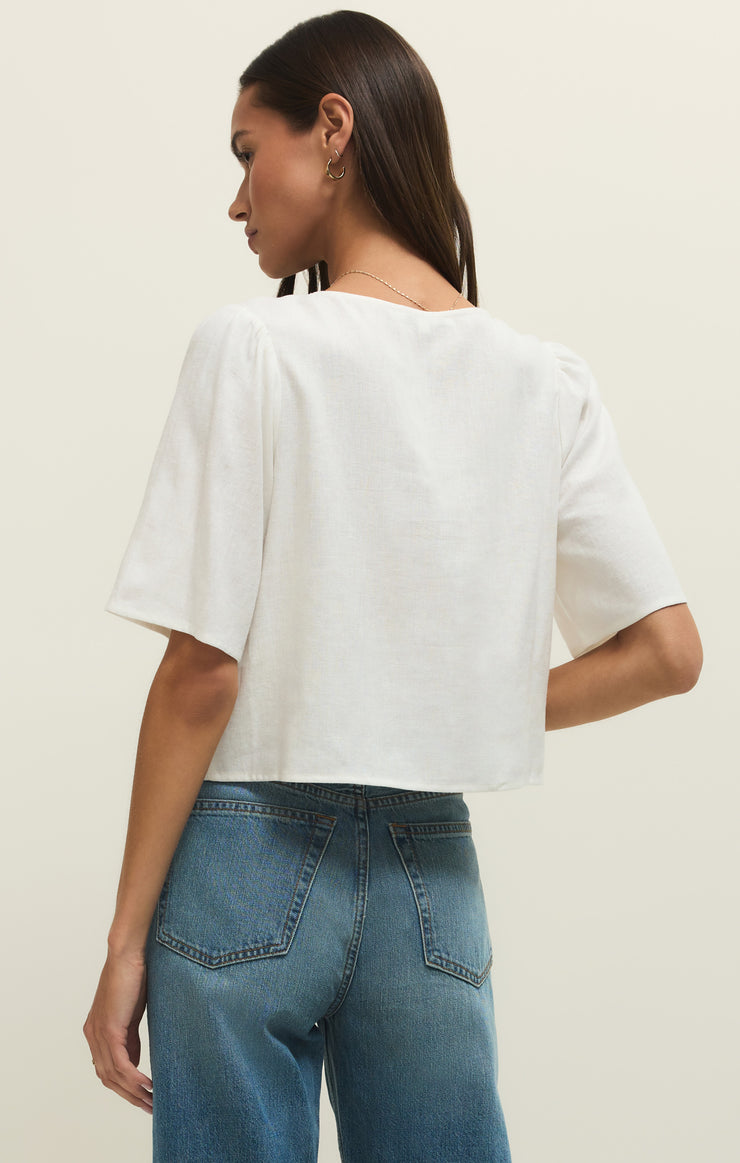Z Supply LaBelle Linen Cropped Top-White