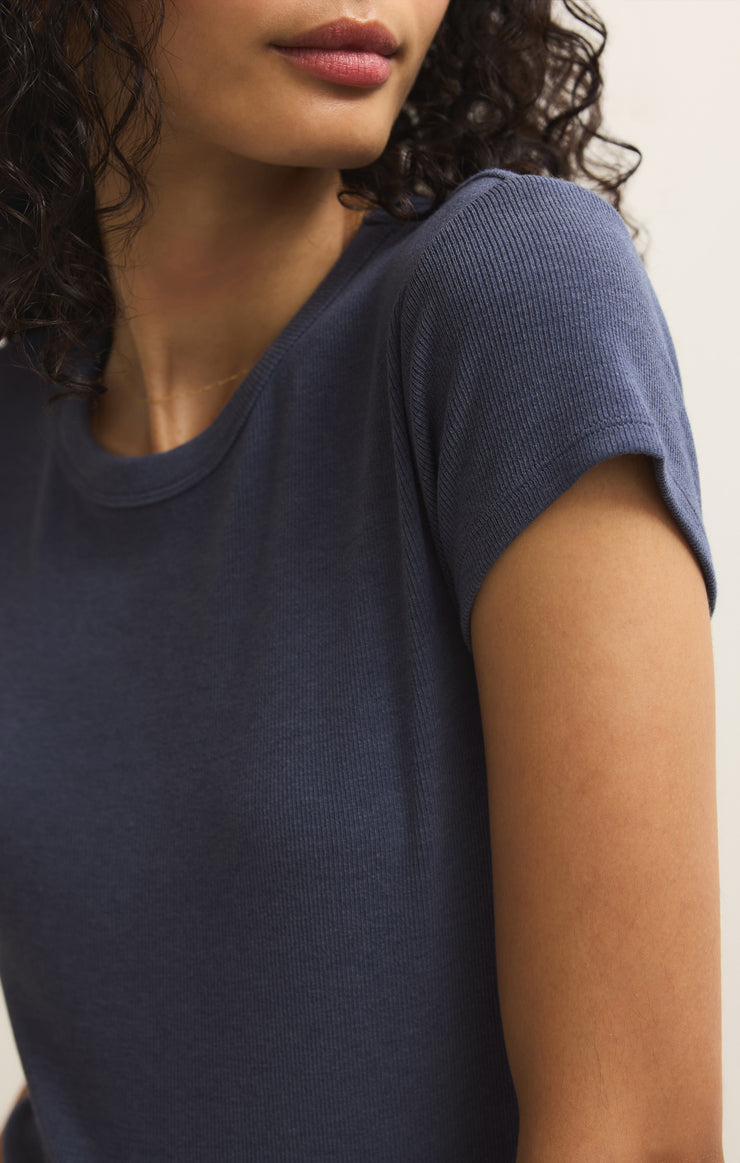 Z Supply Renae Rib S/S Top-Indigo