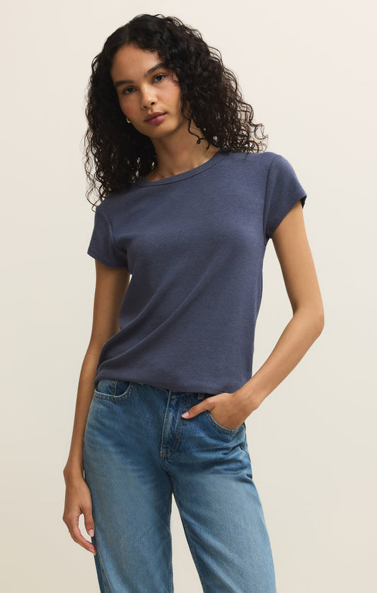 Z Supply Renae Rib S/S Top-Indigo