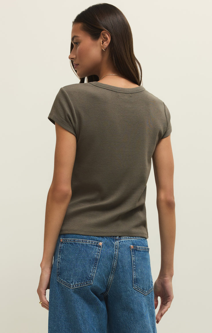 Z Supply Renae Rib S/S Top-Khaki Green