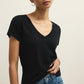 Z Supply Modern Jersey V-Neck Tee-Black