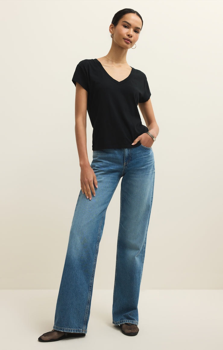 Z Supply Modern Jersey V-Neck Tee-Black