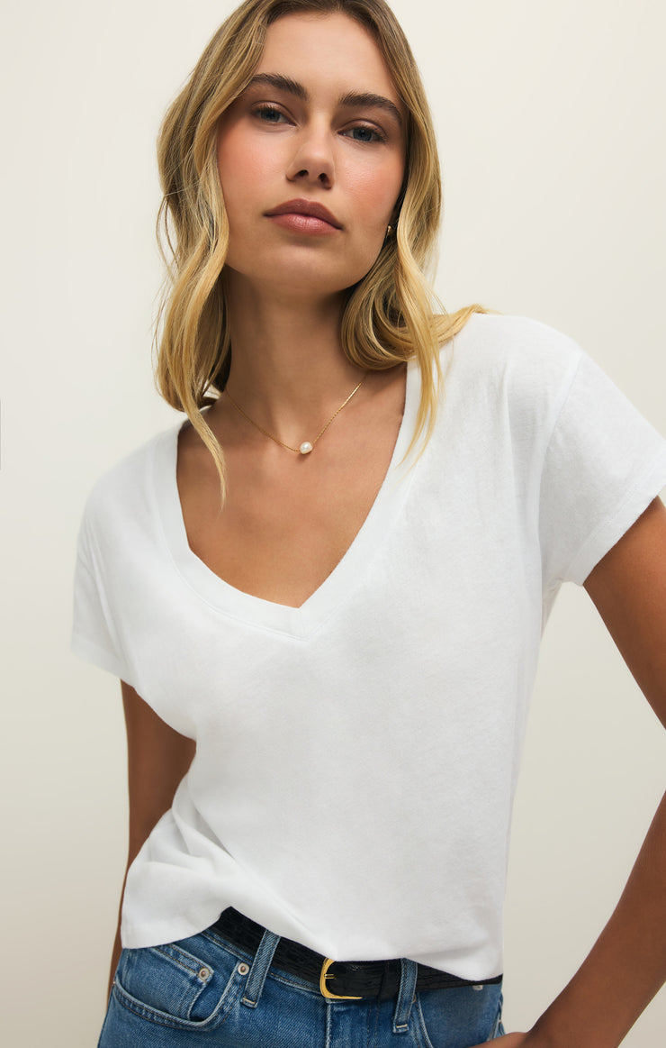 Z Supply Modern Jersey V-Neck Tee-White