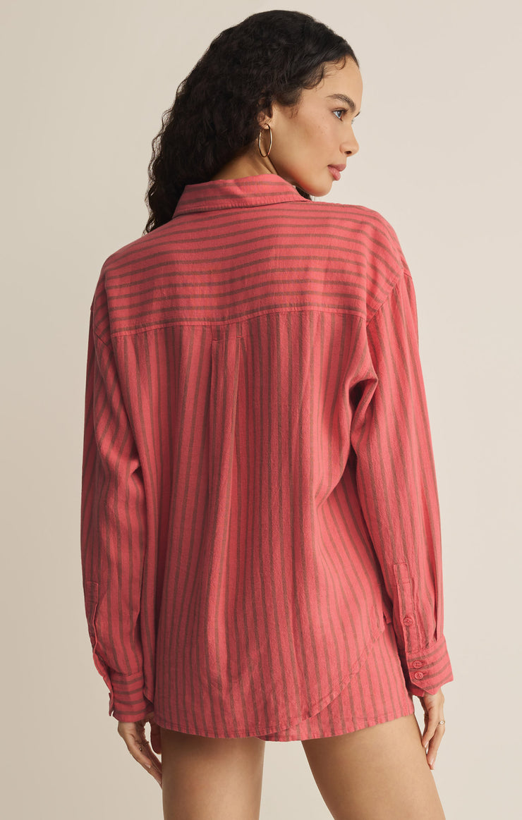 Z Supply The Perfect Striped Linen Button Up - Gelato