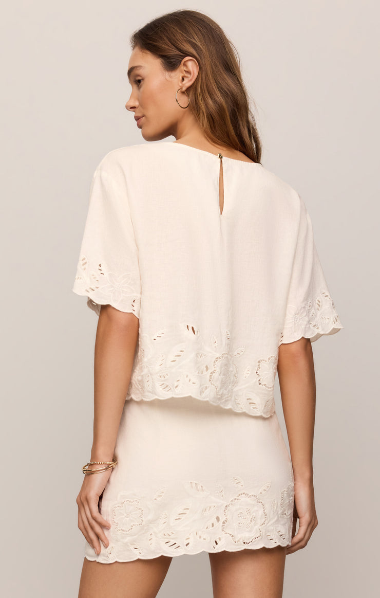 Z Supply Daya Embroidered Top-White