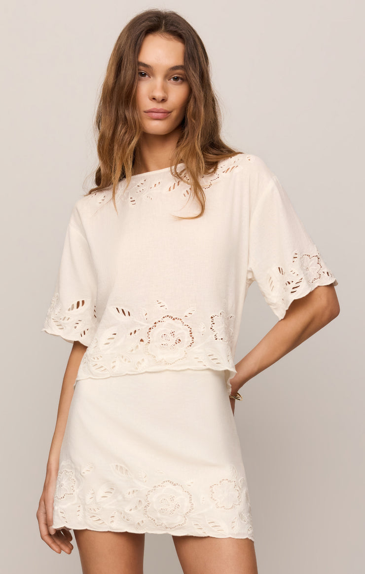 Z Supply Daya Embroidered Top-White