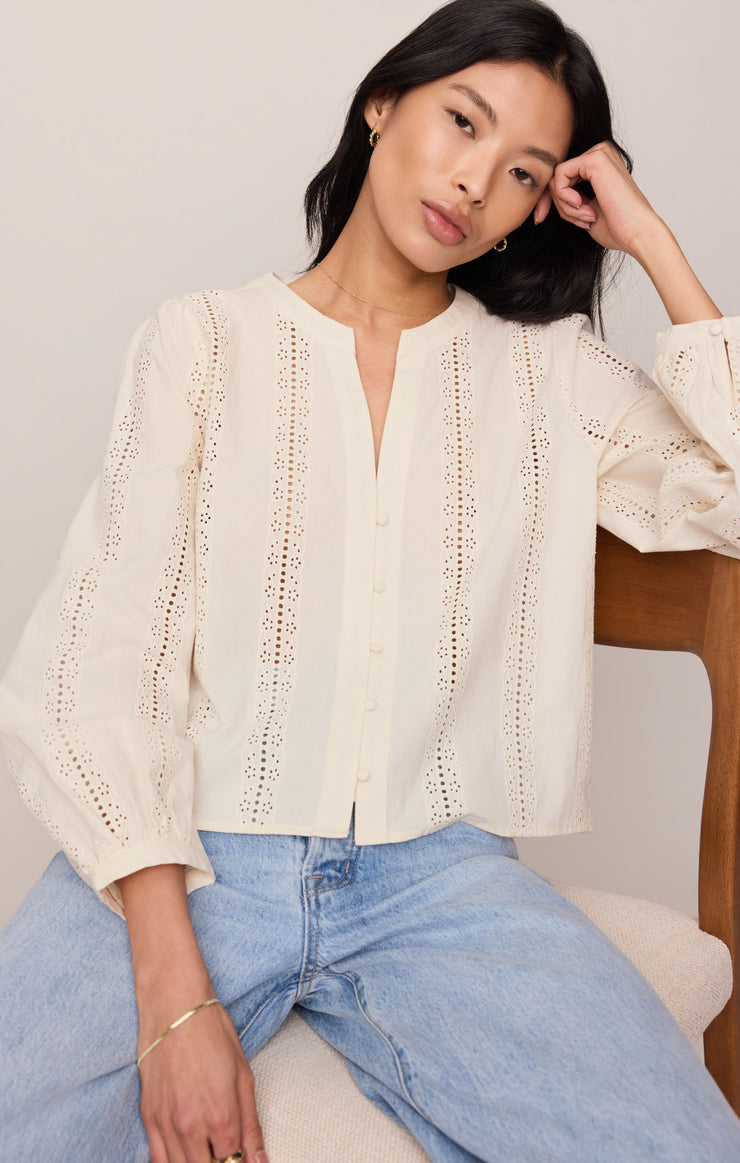 Z Supply Louella Button Up Top-Cloud