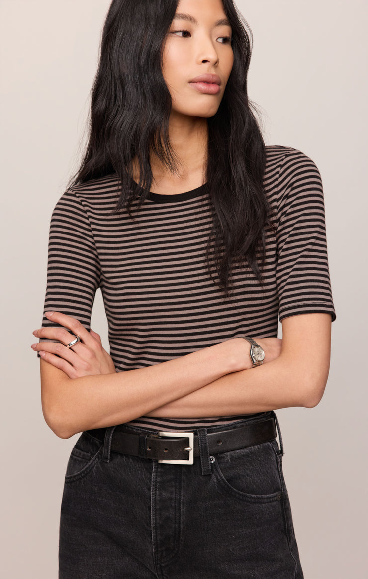 Z Supply Freida Striped Tee-Wild Mushroom