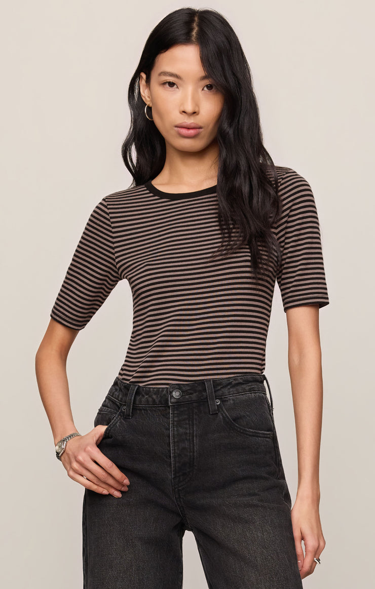Z Supply Freida Striped Tee-Wild Mushroom
