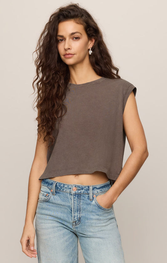Z Supply Flex Sleeveless Tee-Pebble Coast
