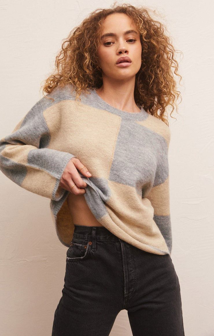 Z Supply Rosi Blocked Sweater-Heather Grey