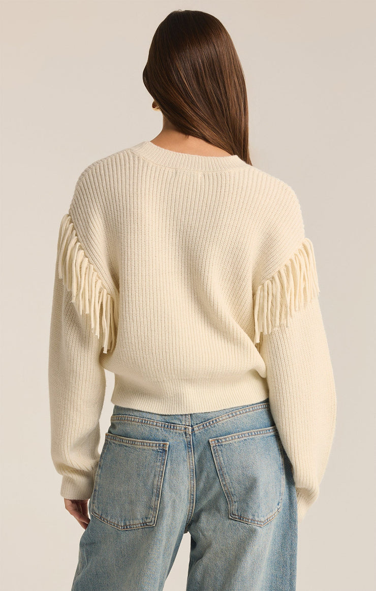 Z Supply On the Fringe Sweater-Sea Salt