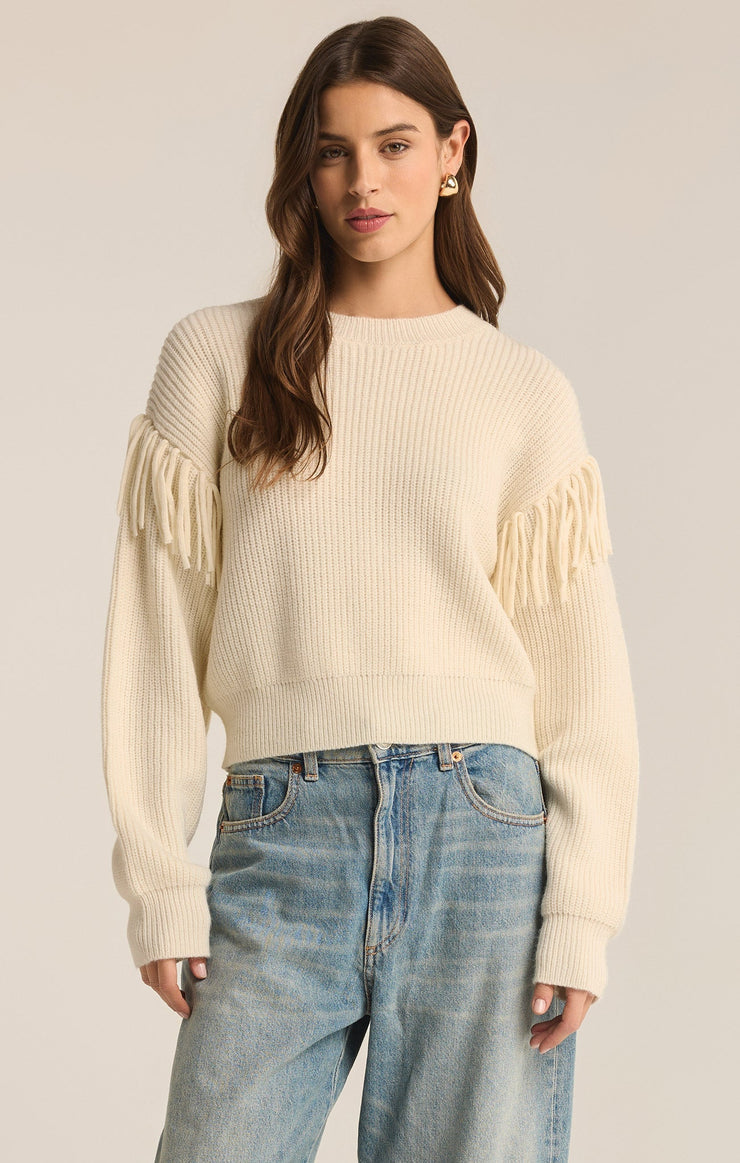 Z Supply On the Fringe Sweater-Sea Salt