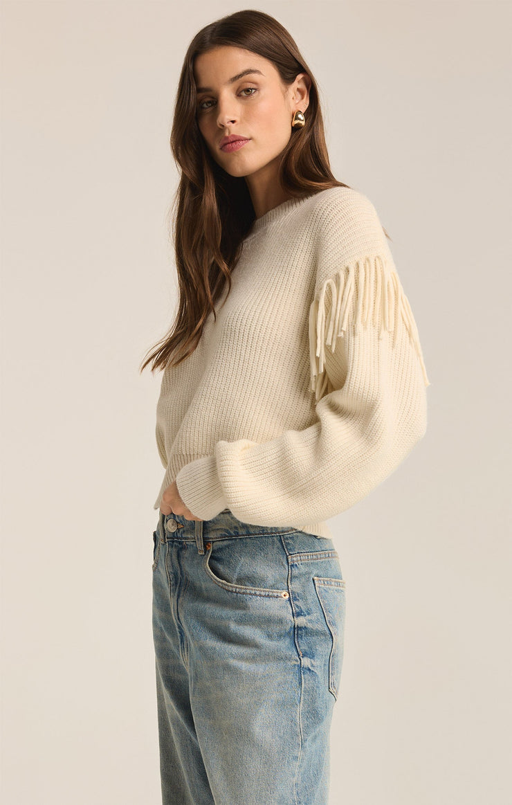 Z Supply On the Fringe Sweater-Sea Salt