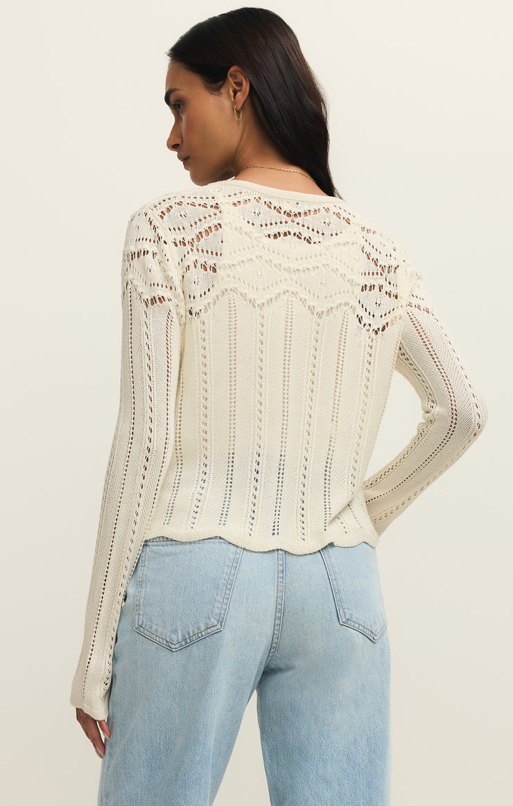 Z Supply Alycia Crochet Sweater-Cloud