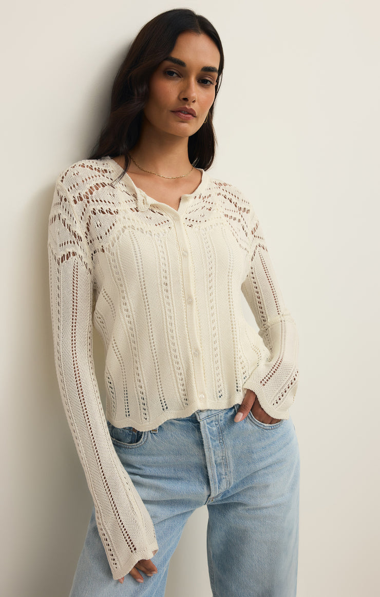 Z Supply Alycia Crochet Sweater-Cloud