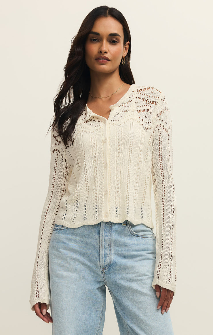 Z Supply Alycia Crochet Sweater-Cloud