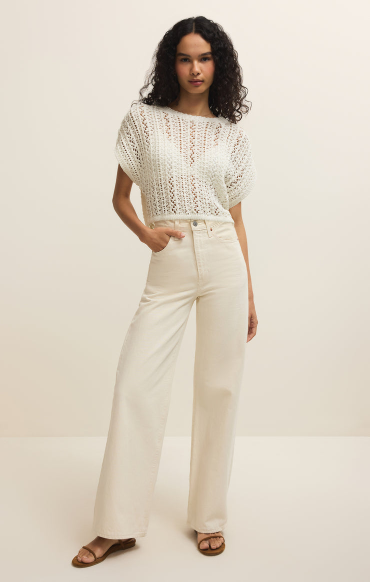 Z Supply Ballast Cropped Crochet Top-White