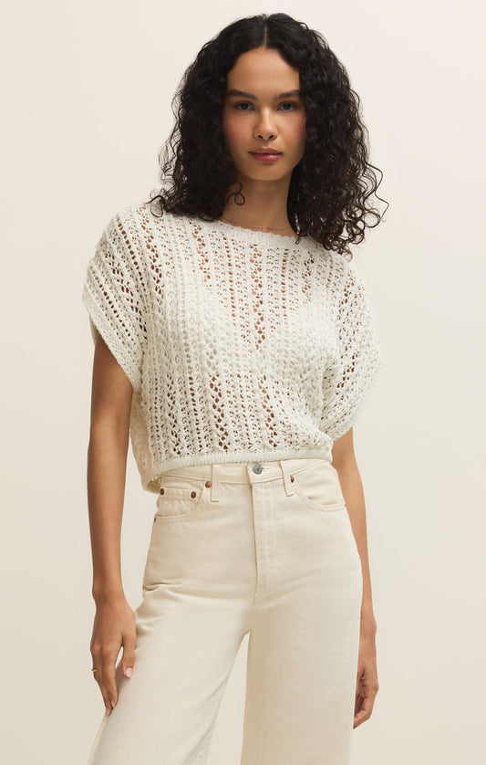 Z Supply Ballast Cropped Crochet Top-White